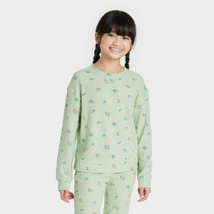 Girls' Cozy Waffle Top Cat & Jack Cottage Green Medium